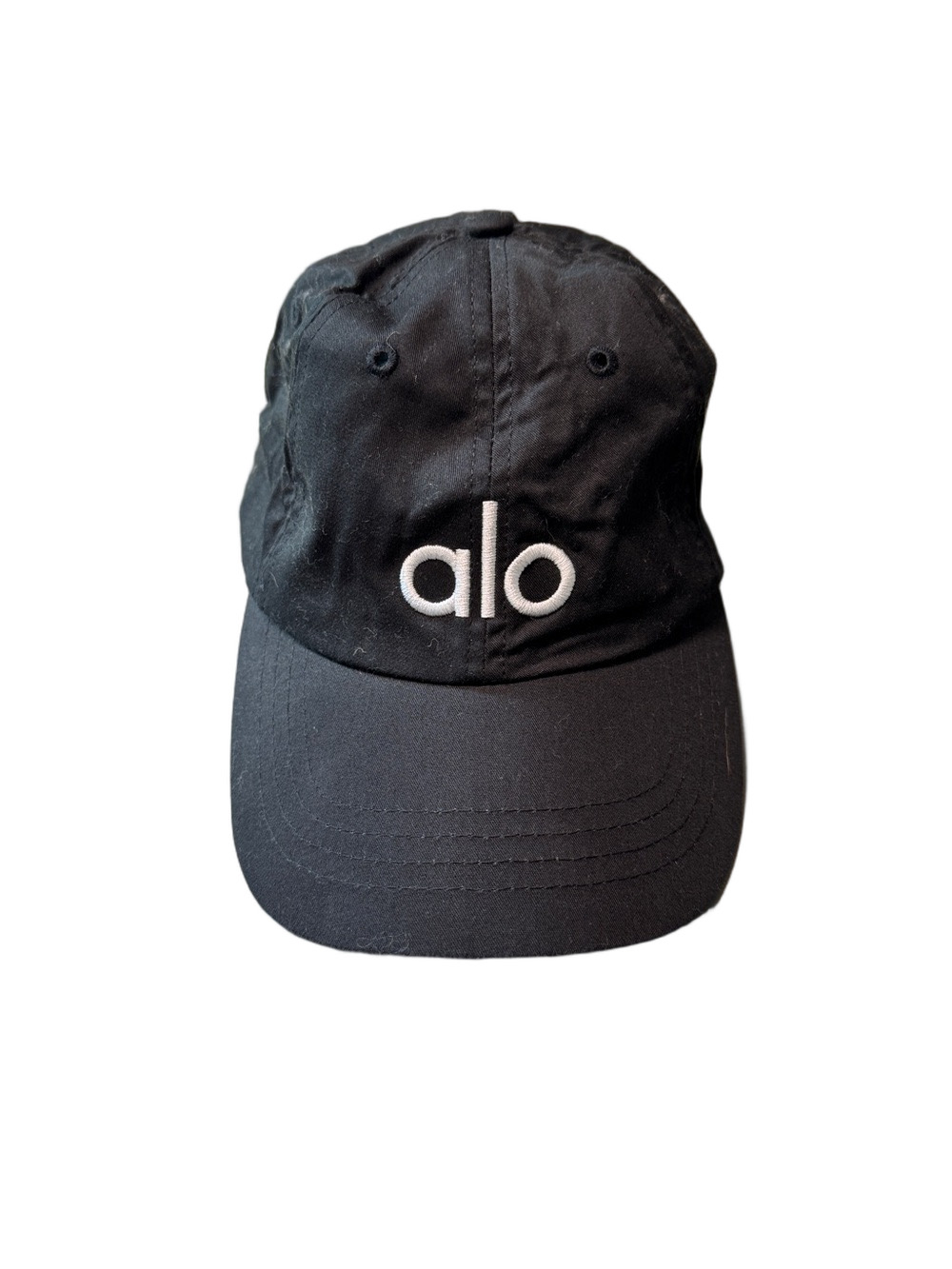 ALO Yoga Black Baseball Cap with White Logo